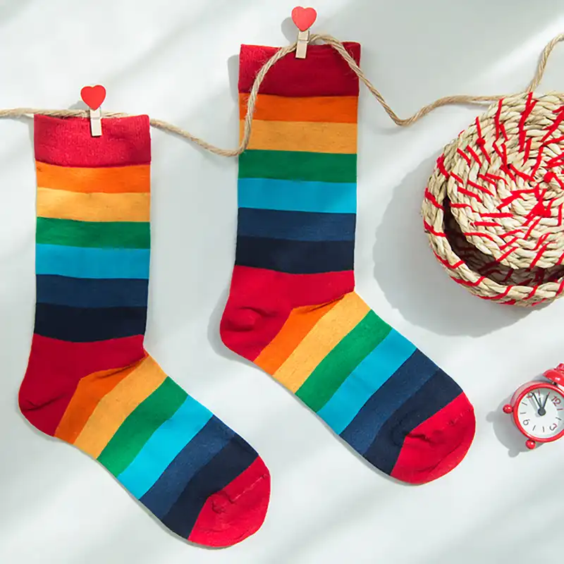 جوراب ساق دار پسرانه مدل راه راه کد 55