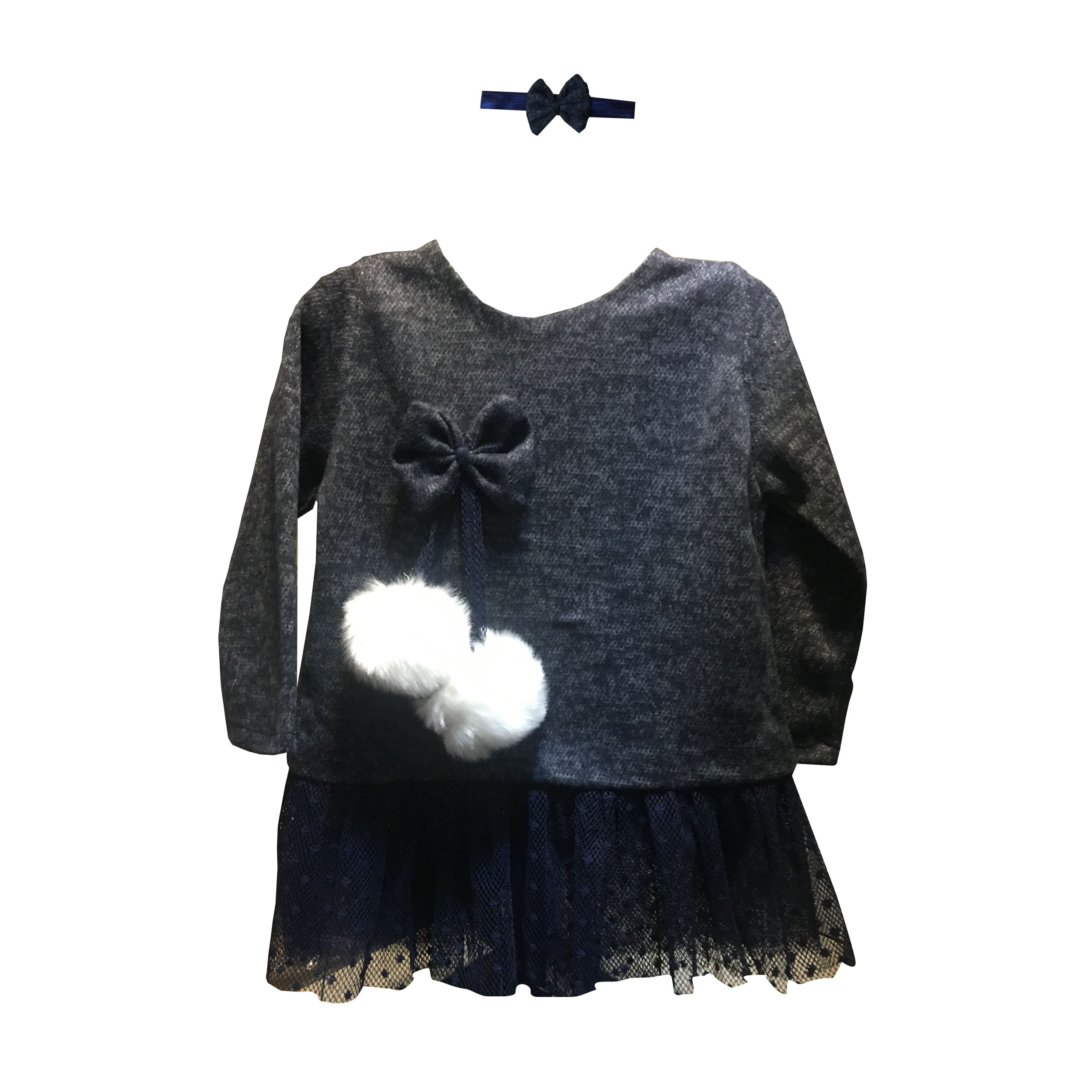 ست پیراهن و هدبند نوزادی مدل لوپی کد 9010