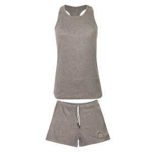 ست تاپ و شلوارک ورزشی زنانه کوزا مدل 3712my رنگ خاکستری روشن