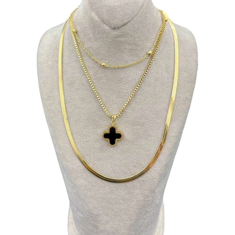 گردنبند زنانه مدل سه لاین با آویز ونکلیف گردنبند زنانه مدل سه لاین با آویز ونکلیف