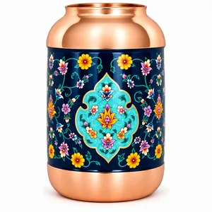 گلدان میناکاری مسی آقاجانی مدل استوانه ای 