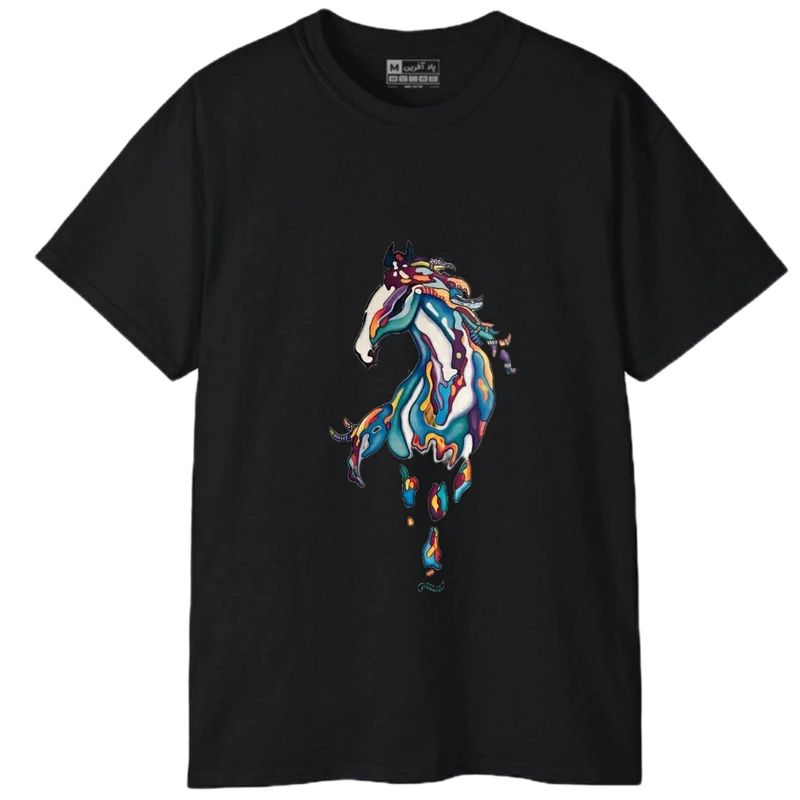 تی‌شرت آستین کوتاه مردانه پاد آفرین مدل حیوانات اسب کد 1681