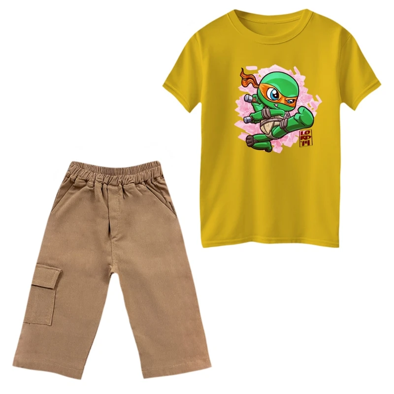 ست تی‌شرت و شلوارک پسرانه مدل لاکپشت های نینجا کد 15