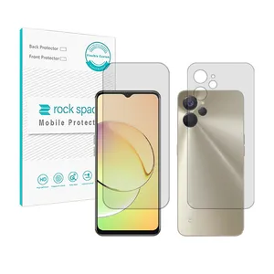Rockspace HyGEL model transparent screen protector suitable for Realme 10 5G mobile phone along with the back of the phone