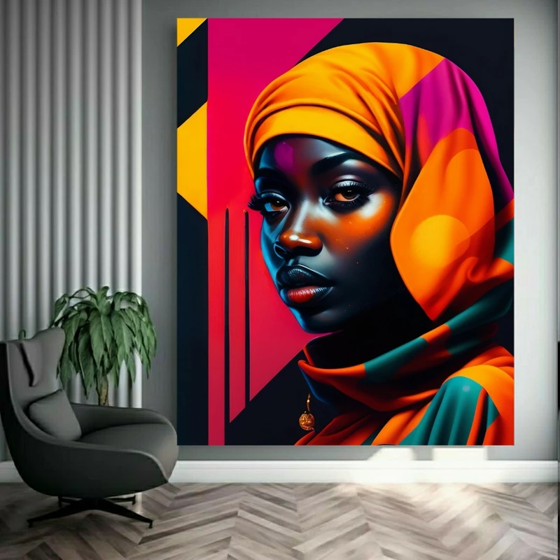 تابلو بوم طرح مخمل چهره آفریقایی کد GR1779