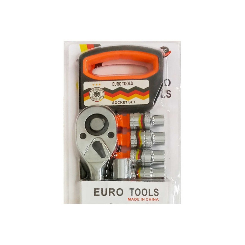 مجموعه 12 عددی آچار بکس یورو تولز مدل CHROME