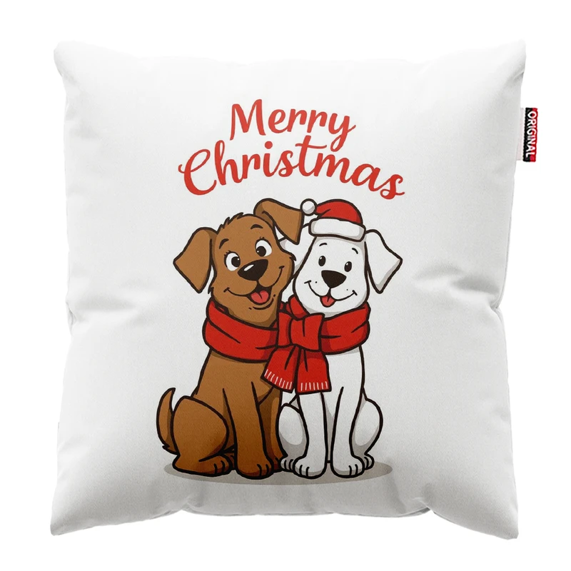 کوسن پاد آفرین مدل کریسمس طرح سگ کد PK402527 سایز 40*40 سانتی متر 