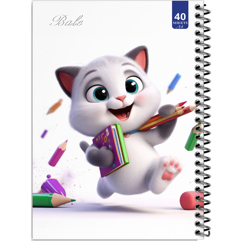 دفتر نقاشی 40 برگ انتشارات بله طرح گربه کوچولو و مداد رنگی کد A4-K321