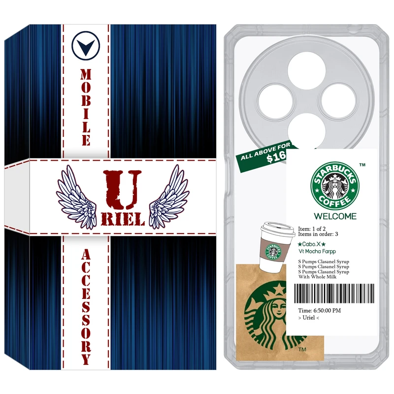 کاور یوریل مدل Clear کد 4 طرح استارباکس مناسب برای گوشی موبایل شیائومی Redmi 14C / Poco C75