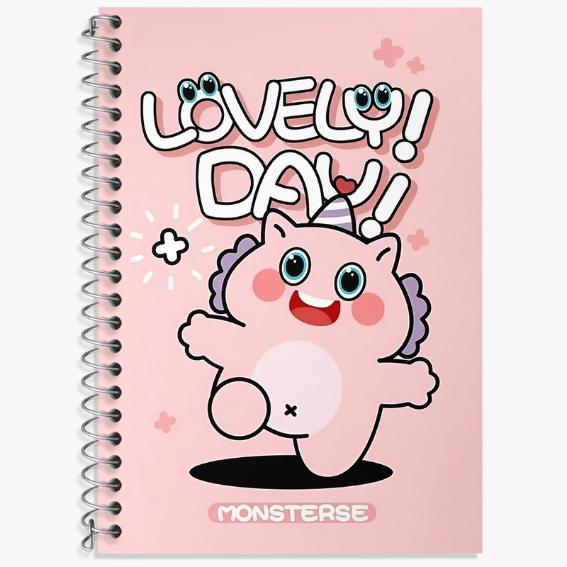 دفتر زبان 50 برگ خندالو مدل دو خط طرح هیولای بامزه کد N3671