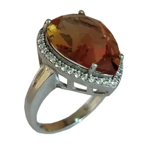 انگشتر نقره زنانه مدل الکساندریت اشکی