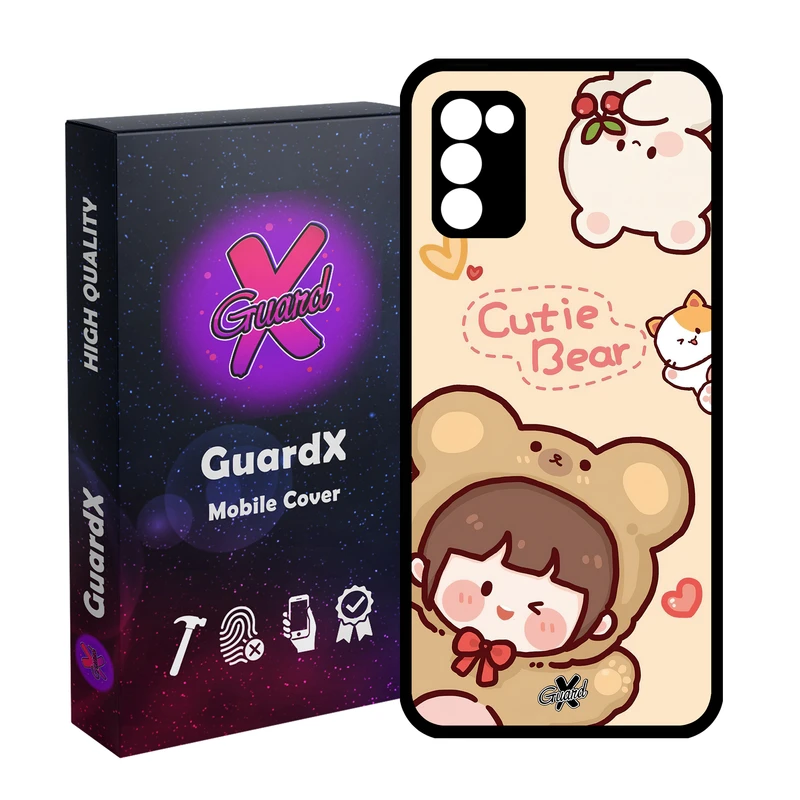کاور گارد ایکس طرح خرسی مدل Glass10506 مناسب برای گوشی موبایل سامسونگ Galaxy A03S/A02S/M02S/F02S
