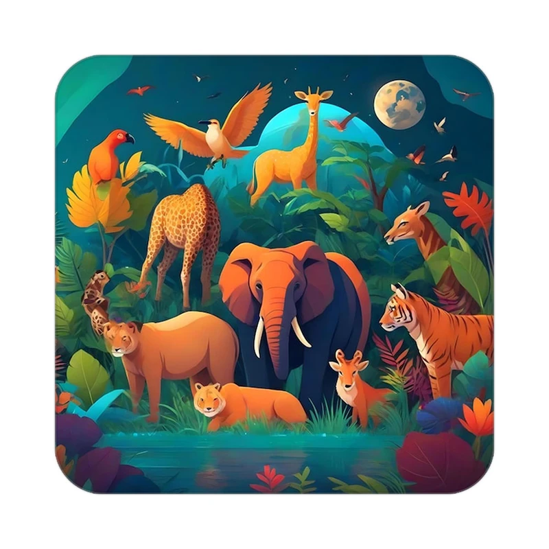 زیر لیوانی کاکتی طرح حیوانات رنگی مدل mp27115