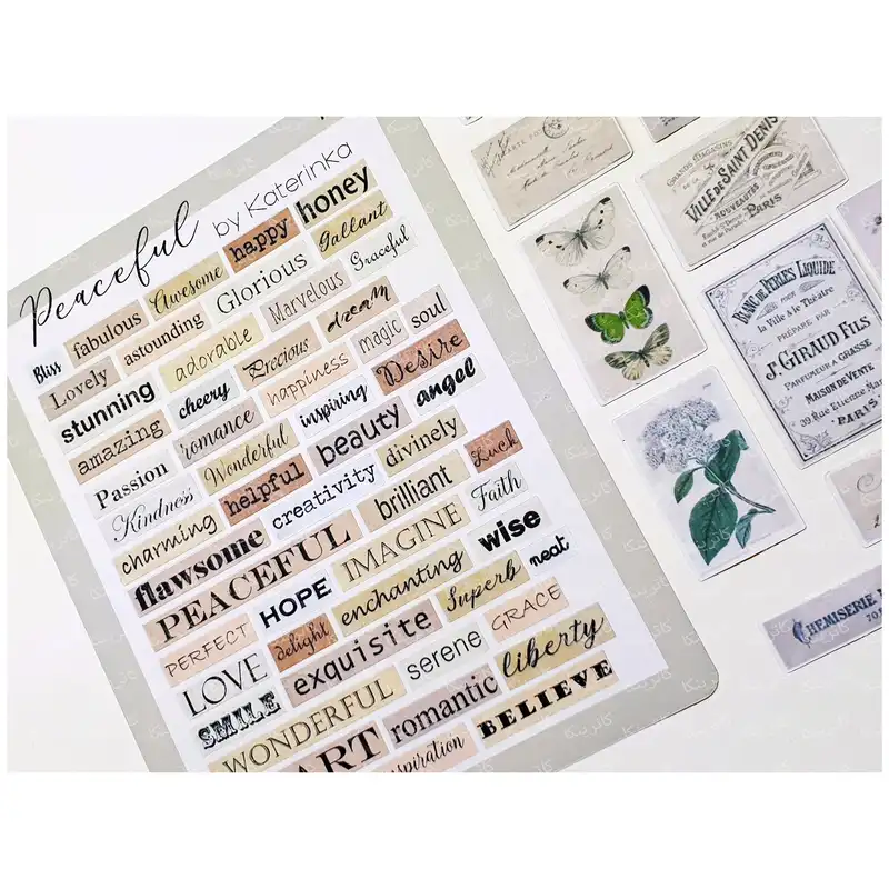 برچسب کاترینکا طرح برش خورده بولت ژورنال و اسکرپ بوک مدل Peaceful vintage بسته 76 عددی
