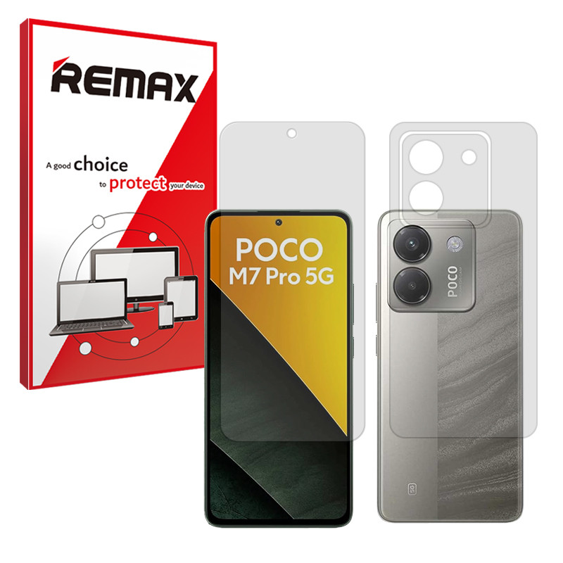 محافظ صفحه نمایش مات ریمکس مدل Resistant مناسب برای گوشی موبایل شیائومی Poco M7 Pro 5G به همراه محافظ پشت گوشی