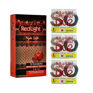 کاندوم ردلایت مدل Night Life بسته 12 عددی به همراه کاندوم ساگامی مدل لارج مجموعه 3 عددی