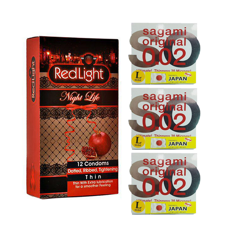 کاندوم ردلایت مدل Night Life بسته 12 عددی به همراه کاندوم ساگامی مدل لارج مجموعه 3 عددی کاندوم ردلایت مدل Night Life بسته 12 عددی به همراه کاندوم ساگامی مدل لارج مجموعه 3 عددی