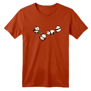 تی شرت آستین کوتاه بچگانه مدل پاندا ها روی بند رنگ آجری