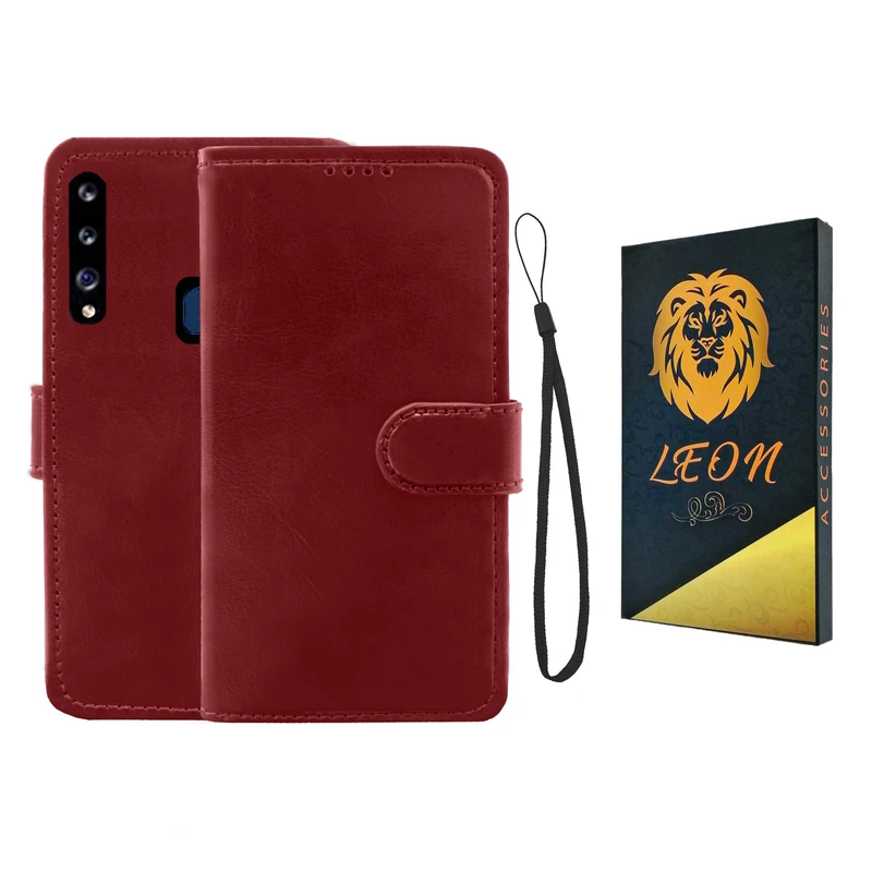 کیف کلاسوری مدل لئون Kiif_1 مناسب برای گوشی موبایل سامسونگ Galaxy A20s به همراه بند آویز