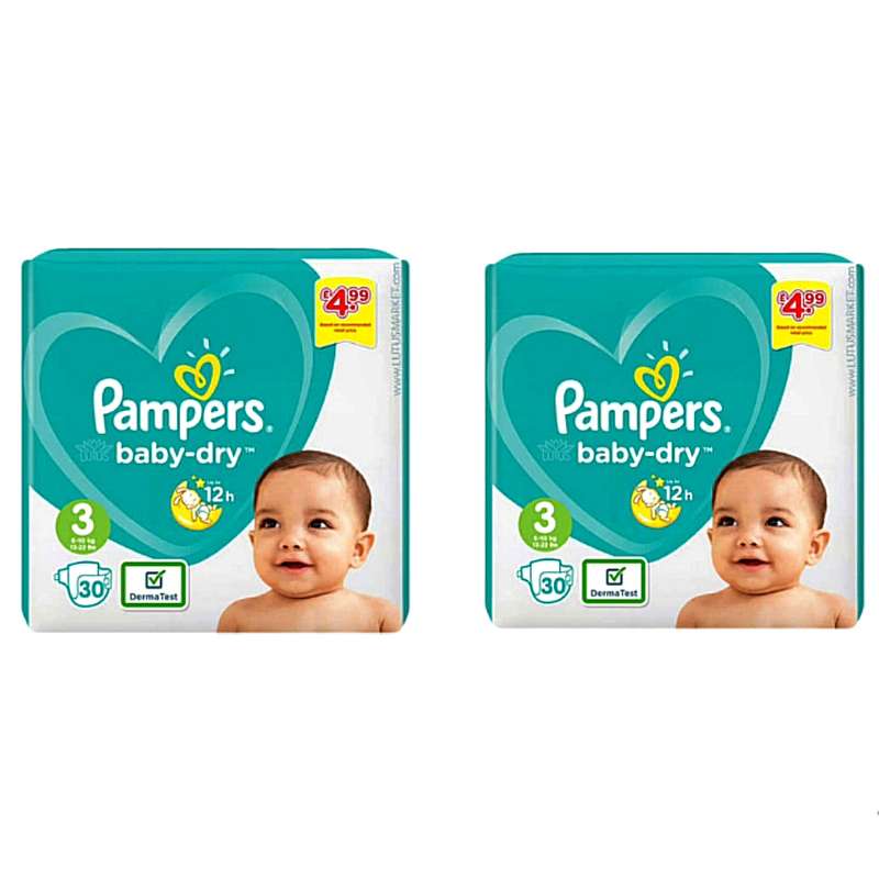 پوشک بچه پمپرز مدل baby-dry سایز 3 بسته 2 عددی 