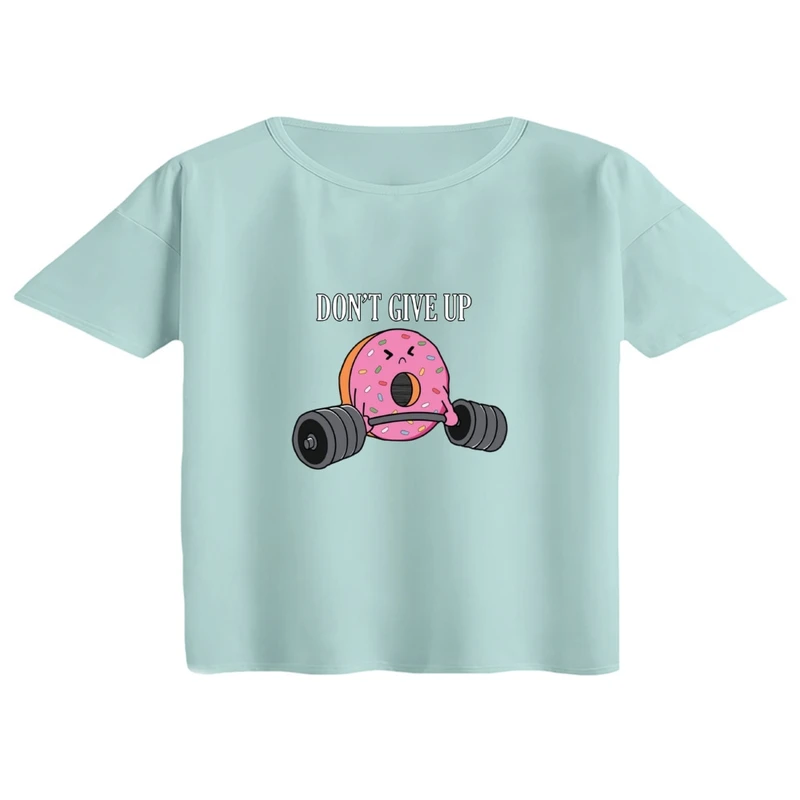 کراپ تی‌شرت آستین کوتاه زنانه مدل دونات ورزشکار