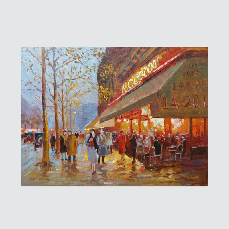 تابلو نقاشی رنگ و روغن طرح شبهای پاریس کد 1