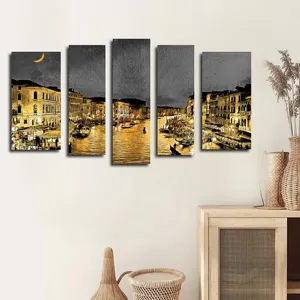 تابلو شاسی بکلیت طرح منظره شهری و دریا مدل SH-2573 مجموعه 5 عددی