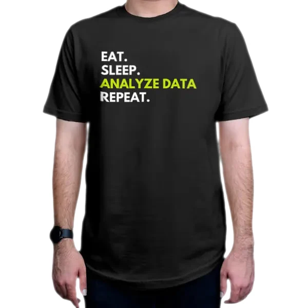 تی شرت آستین کوتاه مردانه مدل برنامه نویسی طرح Eat Sleep Analyze Data Repeat