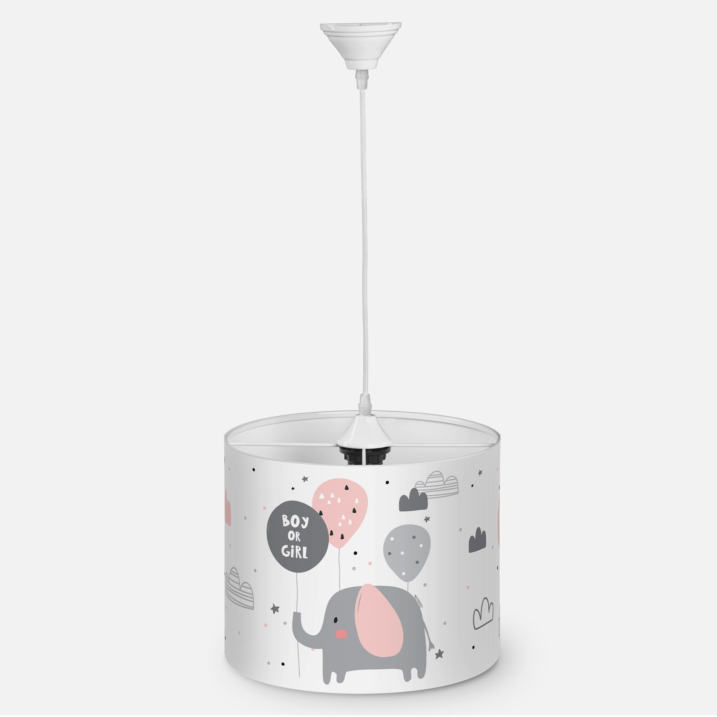 لوستر کودک مدل فیل و بادکنک کد EL-P-4765 به همراه آباژور و ساعت