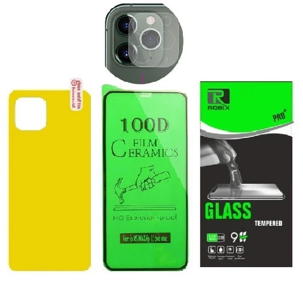 محافظ صفحه نمایش روبیکس مدل CR-IP مناسب برای گوشی موبایل اپل iphone 11Promax به همراه محافظ لنز دوربین ومحافظ پشت گوشی