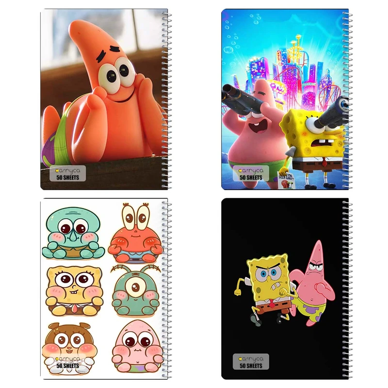 دفتر نقاشي 50 برگ کارنيکا طرح spong bob کد 73430 مجموعه 4 عددی