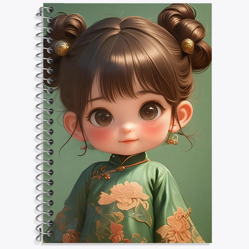 دفتر زبان 50 برگ خندالو مدل سه خط طرح دخترانه کیوت کد N5048