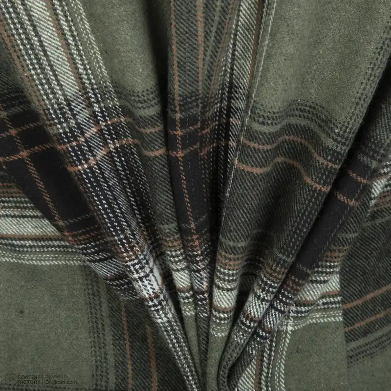 کت زنانه ژیار مدل چهارخانه پشمی یقه انگلیسی رنگ سبز