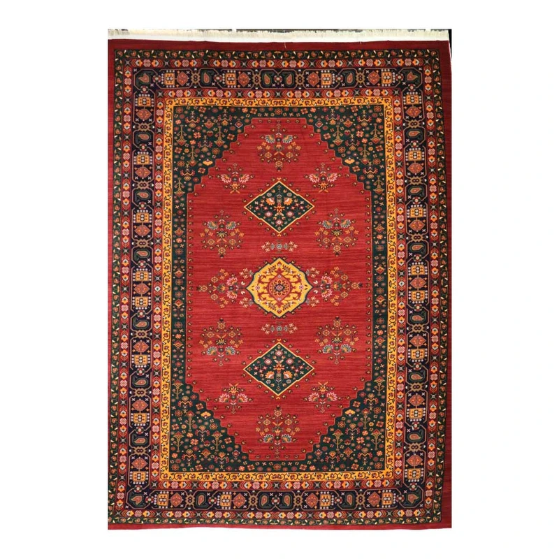 فرش ماشینی 700 شانه فرش هیوا زمینه لاکی حاشیه لاکی مدل 1515