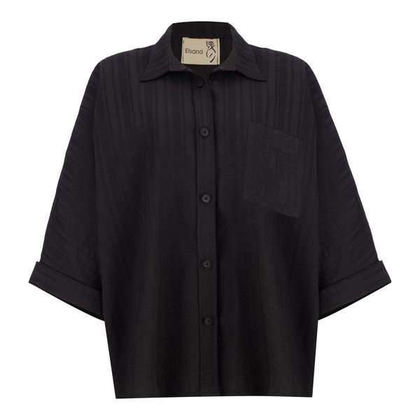 شومیز آستین بلند یقه برگردان زنانه السانا مدل آرمانا کد 222501 رنگ مشکی