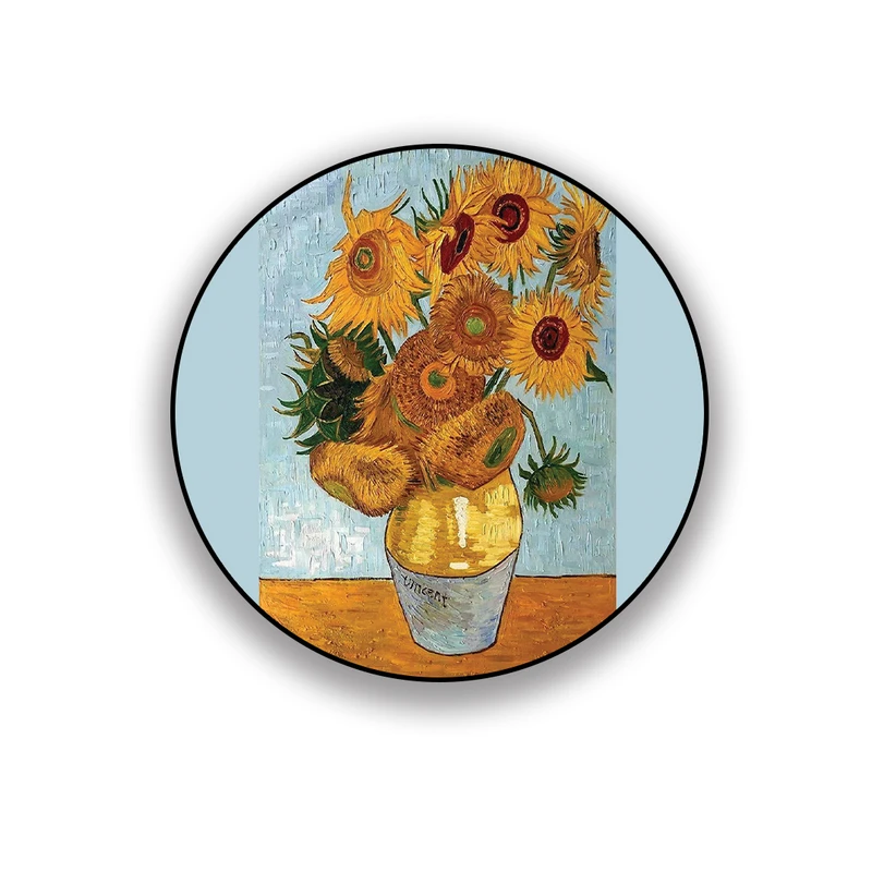 زیر لیوانی طرح نقاشی گل های آفتابگردان 