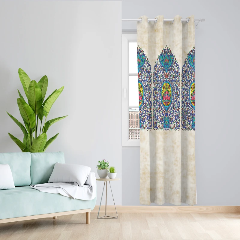 پرده طرح سنتی مدل مخمل پانچی کد 4305 z سایز 140x200 سانتی متر