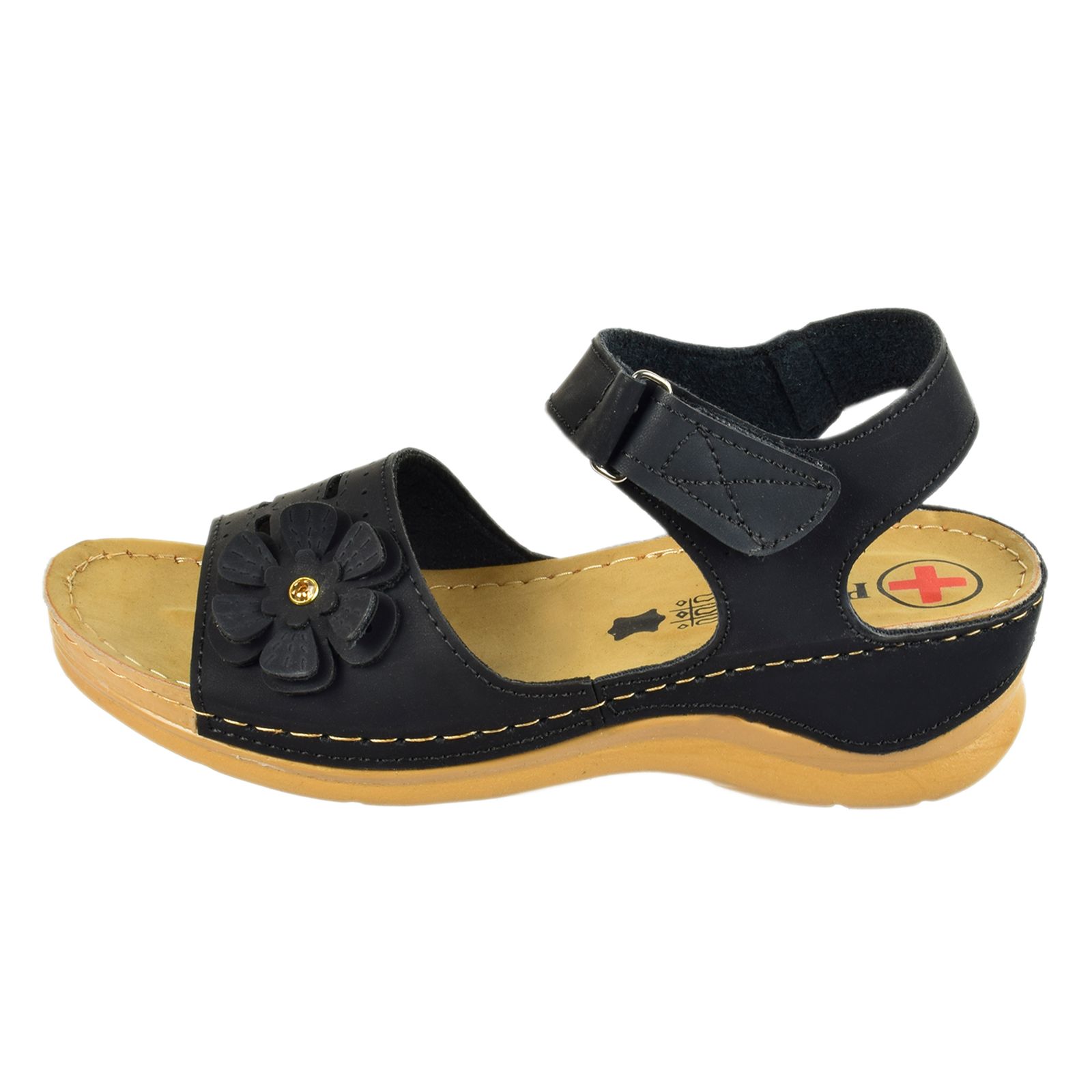 صندل زنانه پاپا مدل طبی گلدار برچسبی BK.4016 - - 1