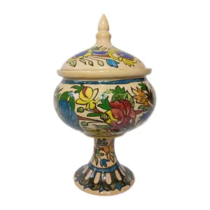 شکلات خوری سفالی طرح گل و مرغ کد 013