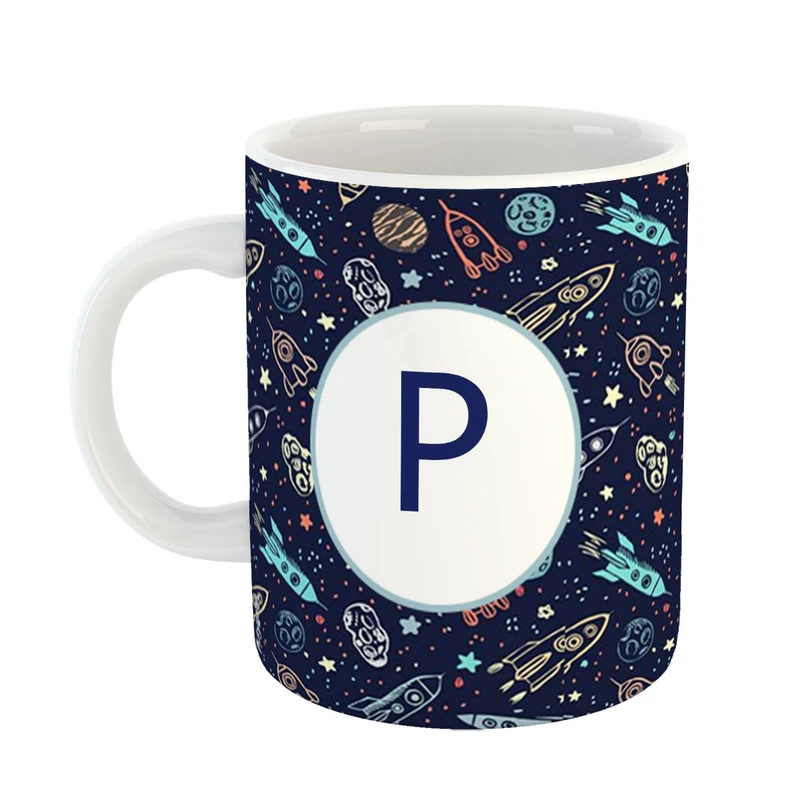 ماگ پادآفرین مدل فانتزی طرح حرف P کد 16