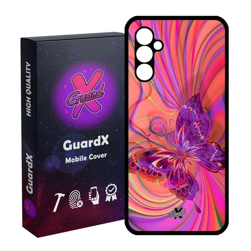 کاور گارد ایکس طرح پروانه مدل Glass10280 مناسب برای گوشی موبایل سامسونگ Galaxy A24/A24 4G/M34 5G