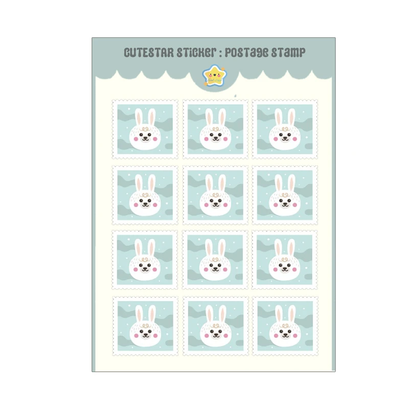 برچسب کیوت استار مدل تمبر فانتزی طرح خرگوش