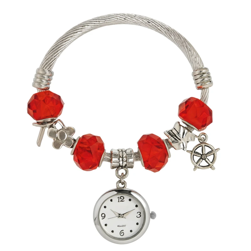 ساعت مچی عقربه‌ای کوارتز زنانه مدل لوکس مینیمال بند النگویی آویز دار کد ۱