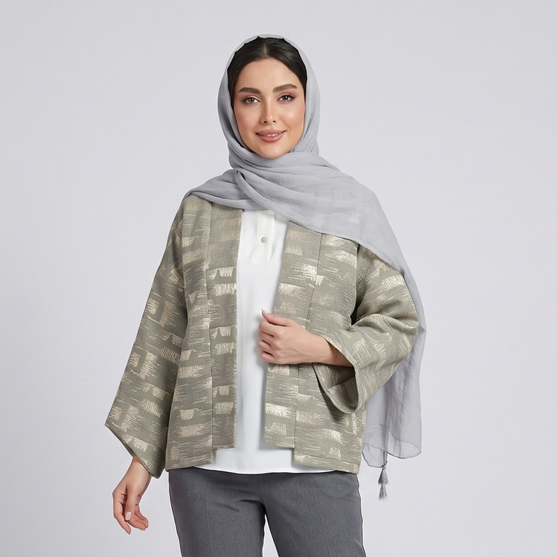 مانتو زنانه الیاف نخی آیتک طرح انتزاعی مدل 16126