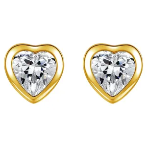 گوشواره نقره زنانه مدل  تک نگین قلب