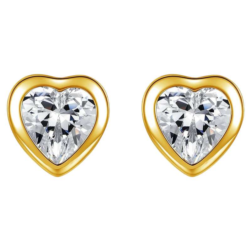 گوشواره نقره زنانه مدل  تک نگین قلب