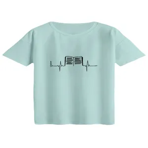 کراپ تی‌شرت آستین کوتاه زنانه مدل کتاب کد۱