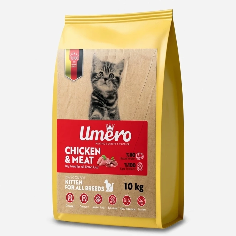 غذا خشک گربه نابالغ اومرو مدل 03 طعم گوشت و مرغ وزن 10 کیلوگرم