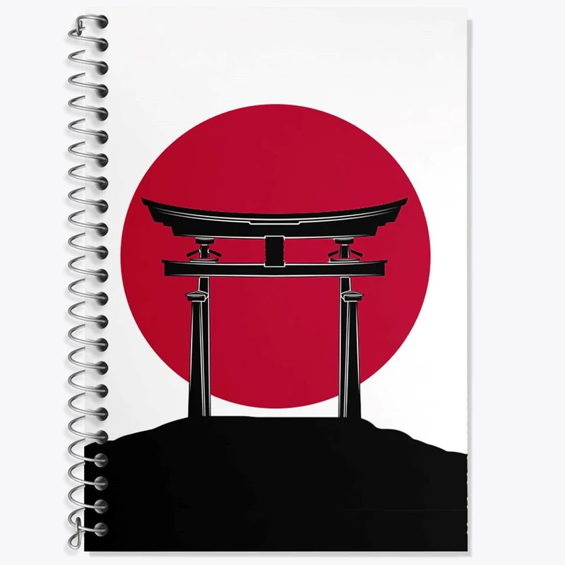 دفتر زبان 50 برگ خندالو مدل دو خط طرح پرچم ژاپن کد 20634