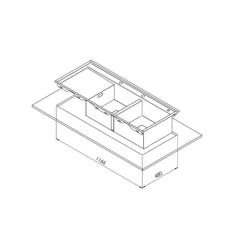سینک ظرفشویی استیل توکار دو لگنه کن مدل BCN306 لگن راست